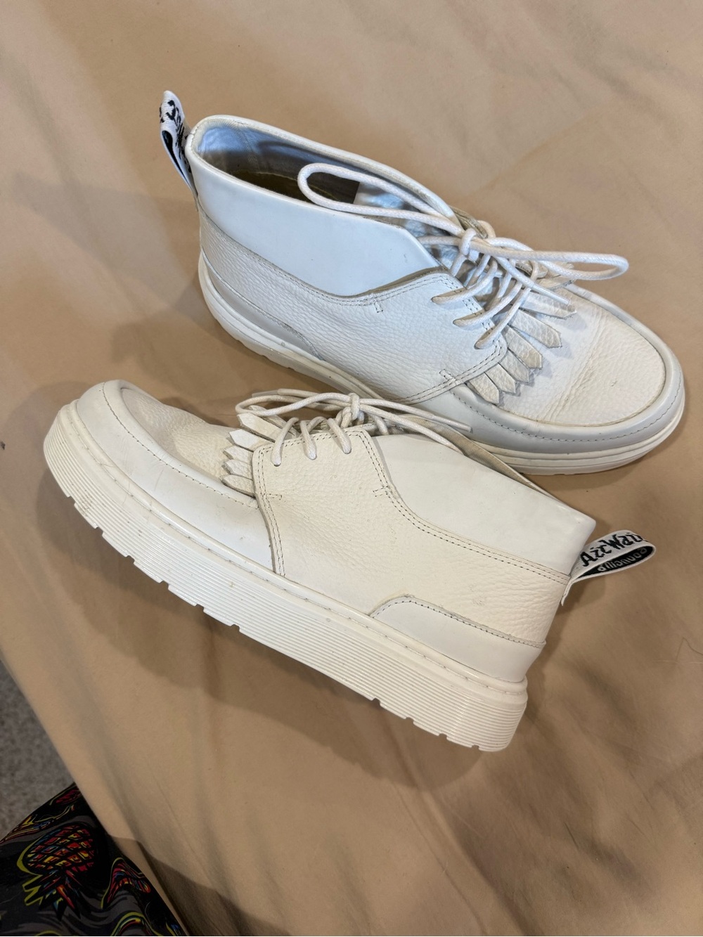 Dr. Martens White Leather Lace-Up Platform Ankle Boots
